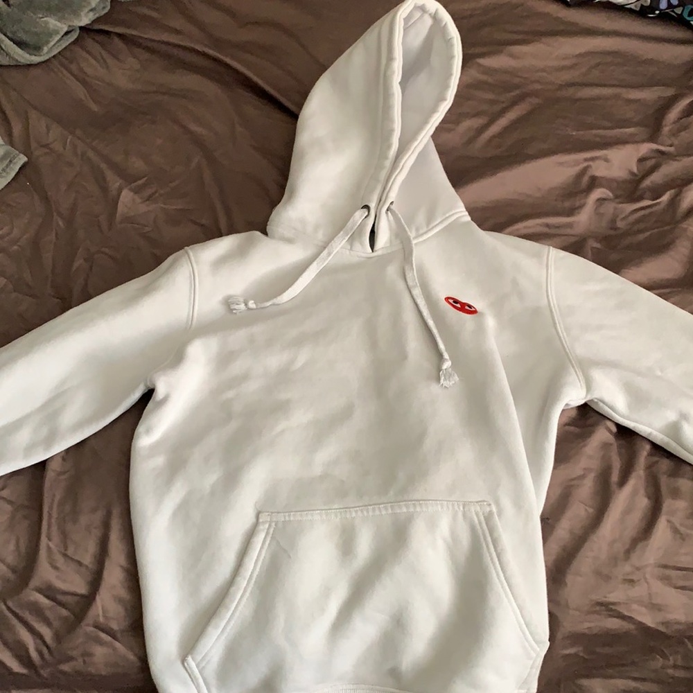 comme des garçons white logo hoodie